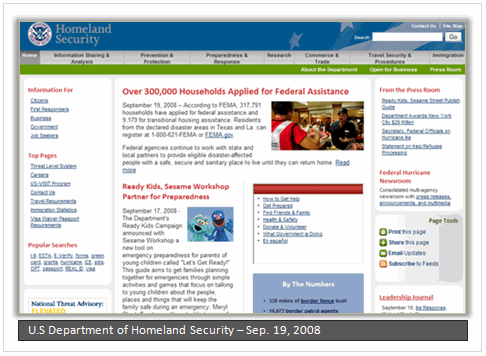U.S. Department of Homeland Security - Sep. 19, 2008