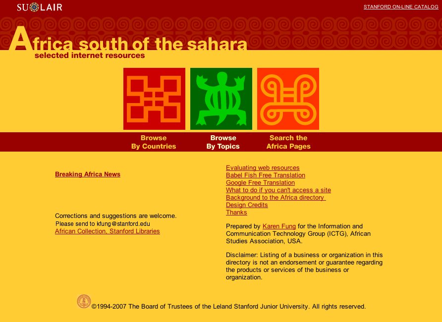 Africa South of the Sahara (internet resources from stanford)