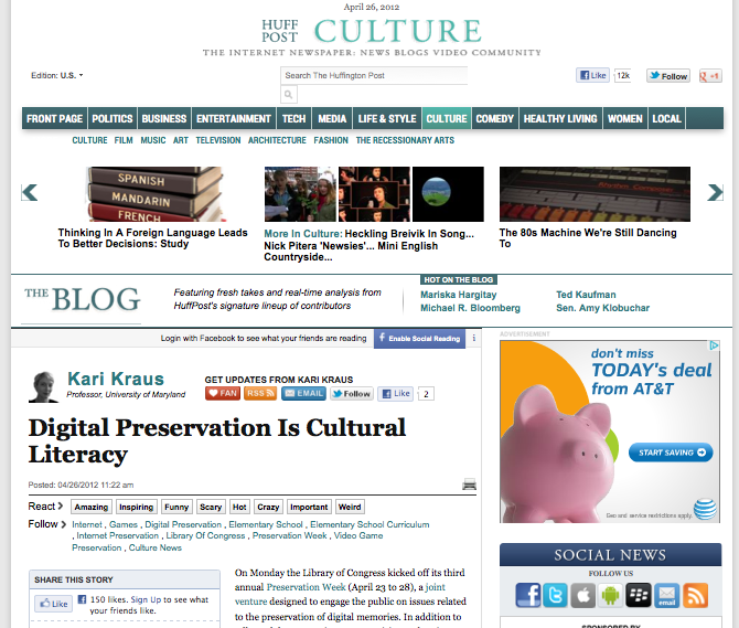 Digital Preservation Is Cultural Literacy Digital Preservation Is Cultural Literacy
