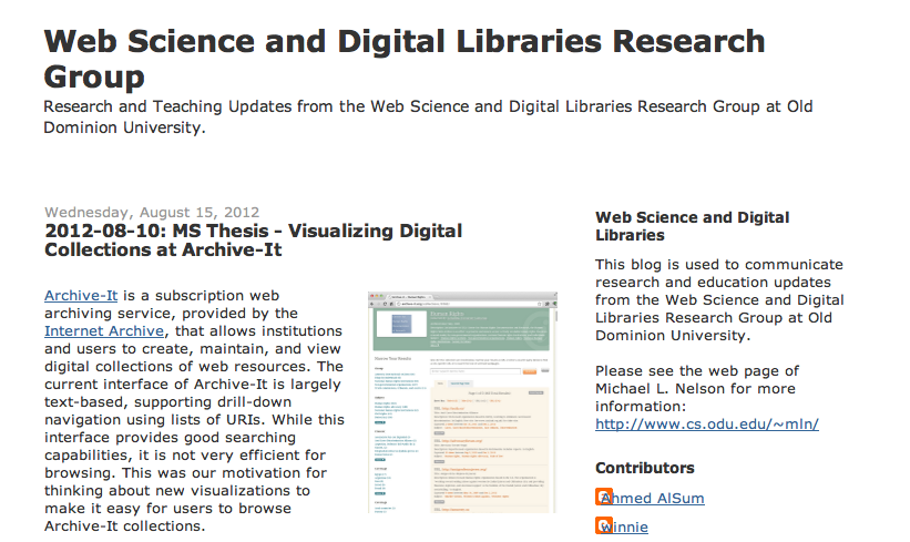 MS Thesis - Visualizing Digital Collections at Archive-It MS Thesis - Visualizing Digital Collections at Archive-It